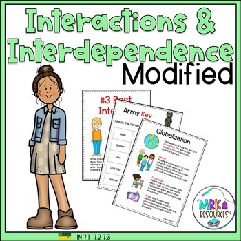 Preview of Interactions and Interdependence Modified Booklet Grade 7 Social