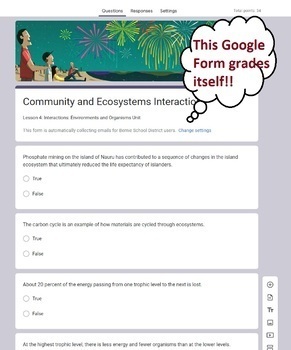 Preview of Interactions of Community and Ecosystems | Google Form | Environmental Science