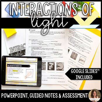 Preview of Interactions of Light Waves Lesson Guided Notes and Assessment - Editable