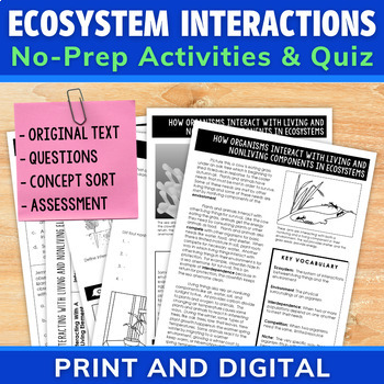 Preview of Interactions of Organisms in their Ecosystem Science Reading Passage & Questions