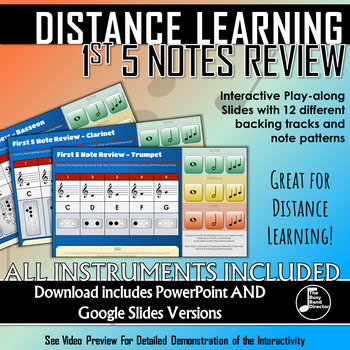 Preview of Interactive 1st 5 Note Slides - Distance Learning Band Slides