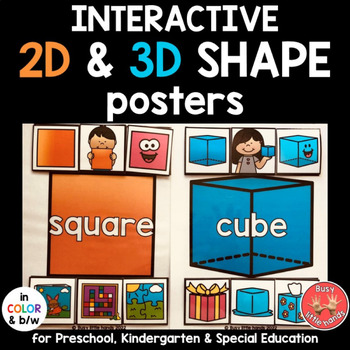 Preview of Interactive 2D  3D Shape Posters for Preschool, Kindergarten & Special Education