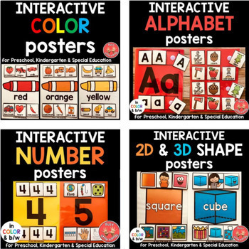 Preview of Interactive Academic Skills Posters BUNDLE for Preschool, Kinder, Special Ed
