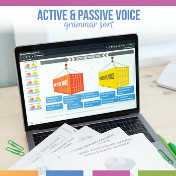 Preview of Interactive Active & Passive Voice Sort & Grammar Game | Verb Voice