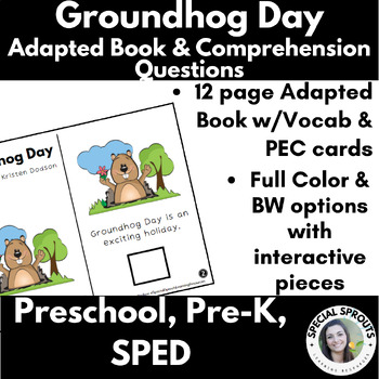 Preview of Interactive Adapted Book | Groundhog Day Non-Fiction | Special Education, Autism