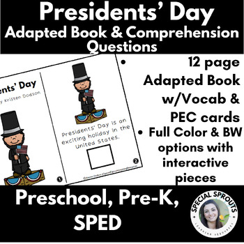 Preview of Interactive Adapted Book - Presidents' Day - for Special Education, Autism