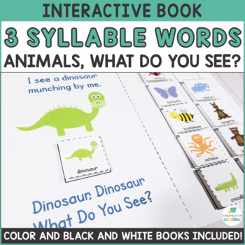 Interactive Adapted Books - Multisyllabic Words - 3 Syllable Animals!