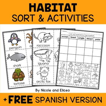 Preview of Animal Habitats Sort Activities + FREE Spanish Version