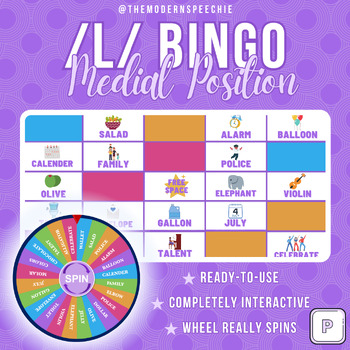 Preview of Interactive Artic Bingo: /L/ in Medial Position on Powerpoint- Board 1