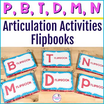 Preview of P, B, M, N, T, D Articulation Activities Flipbooks for Words, Phrases & Pictures