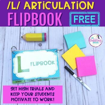 Preview of Free L Sound Articulation Activities Flipbook for Speech Therapy w/ word lists