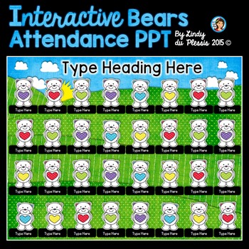 Preview of Valentine's Day Bears Interactive Attendance PowerPoint