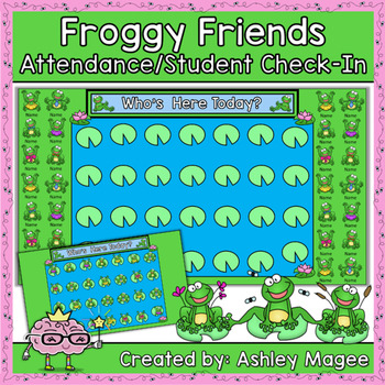Preview of Interactive Attendance/Student Check-In Frog Theme (in PowerPoint)