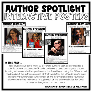 Preview of Interactive Author Posters & Google Slides Pack!