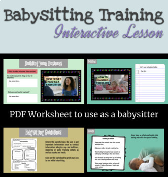 Preview of Interactive Babysitting Training Slides with PDF Info Sheet and Answer Key
