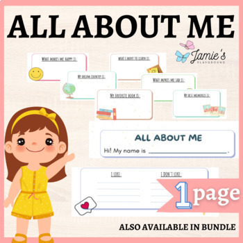 Preview of Interactive Back To School Writing Activity: All About Me Worksheet 1