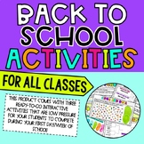 Interactive Back to School Activities