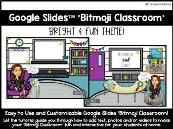 Preview of Interactive Bitmoji Classroom - Editable Google Slides - BRIGHT & FUN THEME!