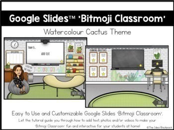 Preview of Interactive Bitmoji Classroom - Editable Google Slides - CACTUS THEME