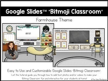 Preview of Interactive Bitmoji Classroom - Editable Google Slides - FARMHOUSE THEME