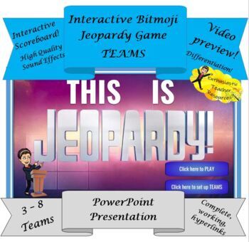 Preview of Bitmoji JEOPARDY - TEAMS - EDITABLE TEMPLATE