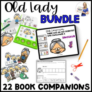 Preview of Interactive Book Companions "There Was an Old Lady" Printable Visuals & Boom