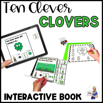 Preview of Interactive Book: Ten Clever Clovers (print & digital), Counting1-10