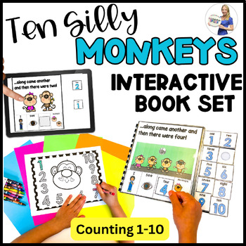 Preview of Interactive Book: Ten Silly Monkeys (print & digital), Counting1-10