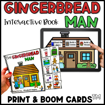 Preview of Interactive Book The Gingerbread Man Print and Boom Card Set
