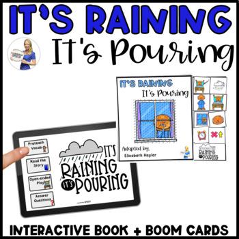Preview of It's Raining It's Pouring Adapted Interactive Book Unit (with Boom Cards!)