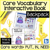 Interactive Book for Core Vocab: Pack the Backpack - Print