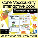 Interactive Book for Core Vocab: Thanksgiving Dinner - Pri