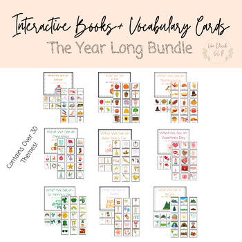 Preview of Interactive Books and Vocab Cards THEMED BUNDLE- Speech Therapy