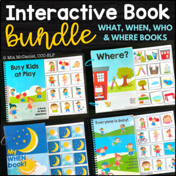 Preview of Adapted Books BUNDLE for WH Questions and Other Language Skills - Hands on!