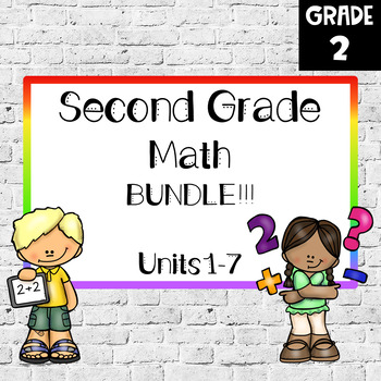 Preview of Interactive Math Review Units 1-7 for 2nd Grade
