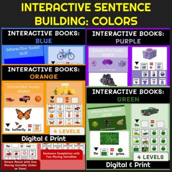 Preview of Interactive Build a Sentence Books BUNDLE for Speech, SpEd, and AAC: COLORS