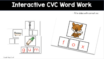 Preview of Interactive CVC Word Work Google Slides - Remote Distance Learning