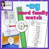 Interactive CVC -ag Word Family Watch Craftivity Craft Activity