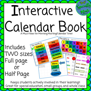 Preview of Interactive Calendar Book Full & Half Page Morning Meeting Google Slides Seesaw