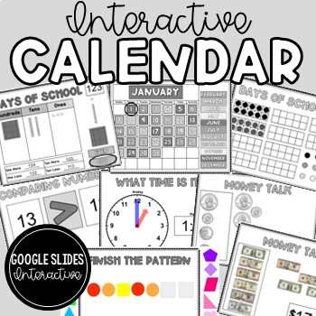 Preview of Interactive Calendar - Google Slides GRAY SCALE