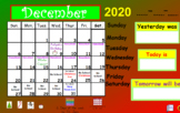 Interactive Calendar Math - December 2020 First Grade