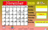 Interactive Calendar Math - November 2020 First Grade