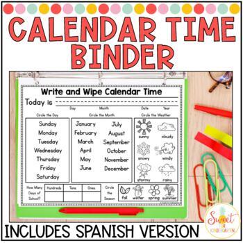 Preview of Interactive Daily Calendar Time Binder with Spanish version | Yearly Updates