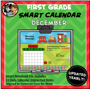 Preview of Interactive Calendar for SMART Board FIRST GRADE December-Themed