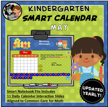 Preview of Interactive Calendar for SMART Board Kindergarten May-Themed
