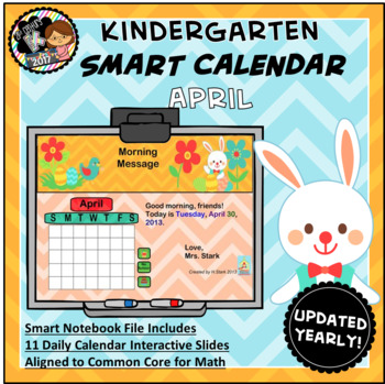 Preview of Interactive Calendar for SMART Board Kindergarten  April-Themed