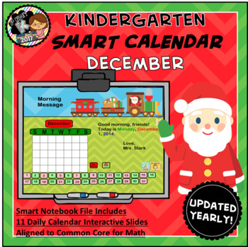 Preview of Interactive Calendar for SMART Board Kindergarten December-Themed
