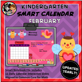 Preview of Interactive Calendar for SMART Board Kindergarten  February-Themed