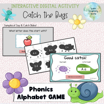 Preview of Interactive Catch the Bug, Phonics Alphabet Game on Google Slides