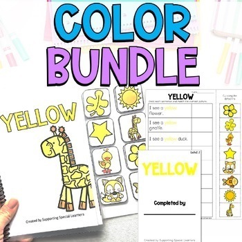 Preview of Learning Colors Bundle: Adapted Books Special Education, Worksheets & Activities